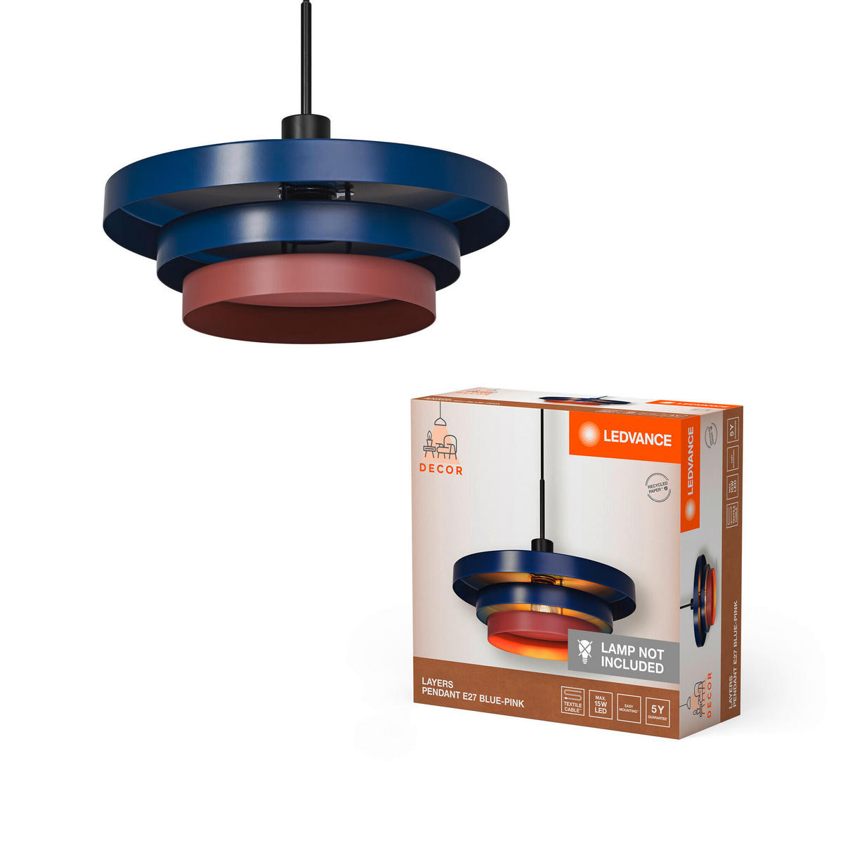 PENDELLEUCHTE 40/136 cm   - Rosa, KONVENTIONELL, Metall (40/136cm) - Ledvance