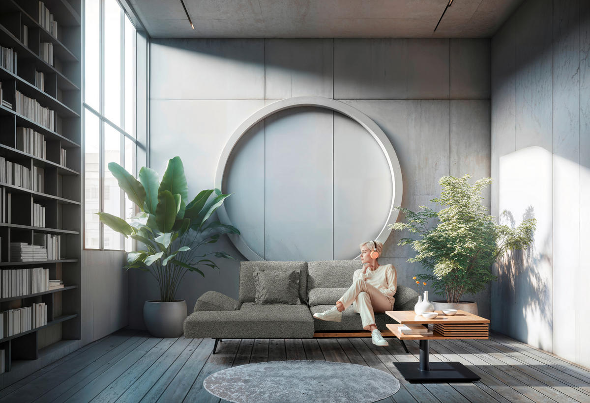 ECKSOFA  in Chenille Graubraun  132/240 cm  - Graubraun/Schwarz, Design, Holz/Textil (132/240cm) - Koinor