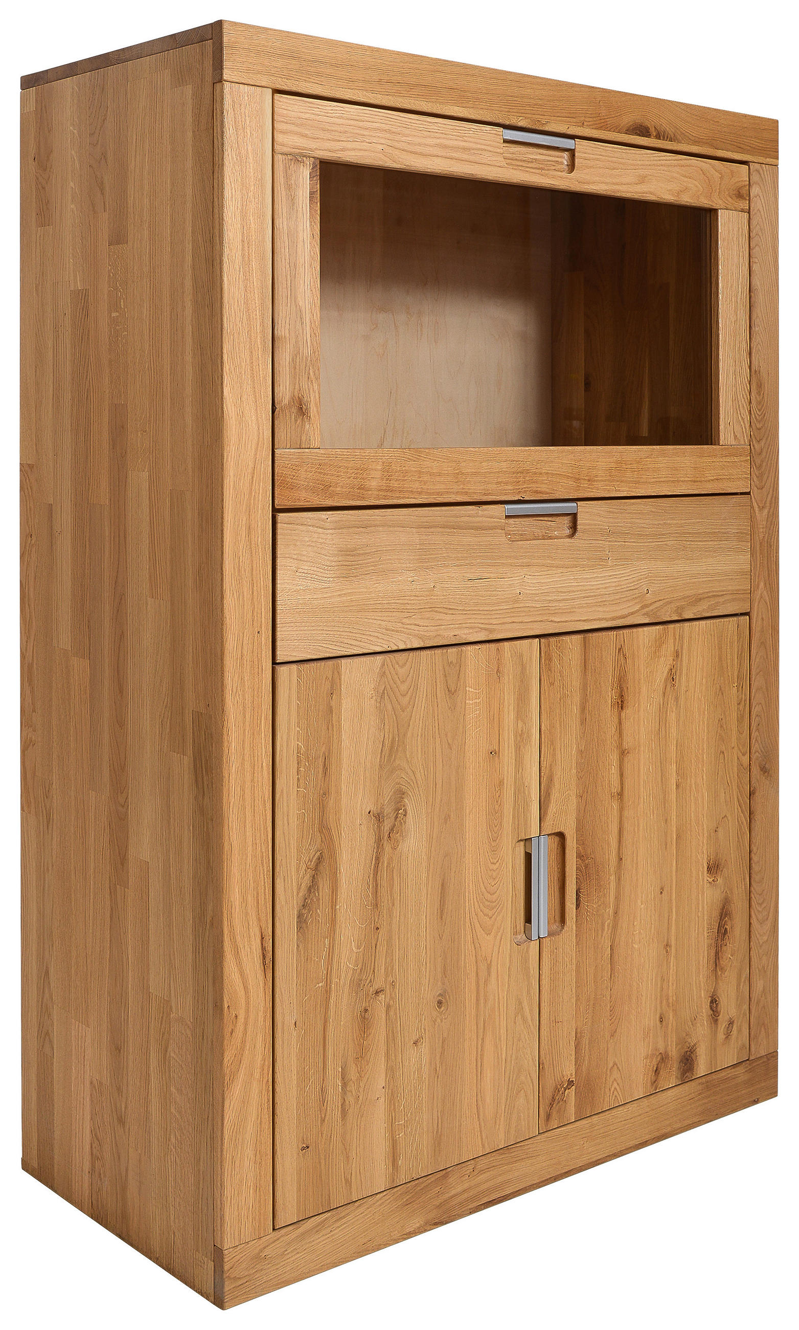 KOMMODE , 95/136/42 cm, 1 Schublade(n)  - Wildeiche/Alufarben, Natur, Glas/Holz (95/136/42cm) - Carryhome