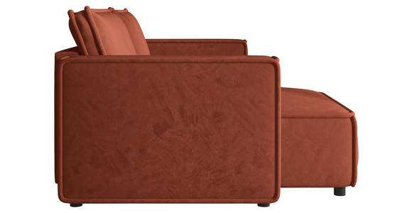 ECKSOFA Terracotta Webstoff Zierkissen, Rückenkissen, Rücken echt  - Terracotta/Schwarz, MODERN, Kunststoff/Textil (153/250cm) - Xora