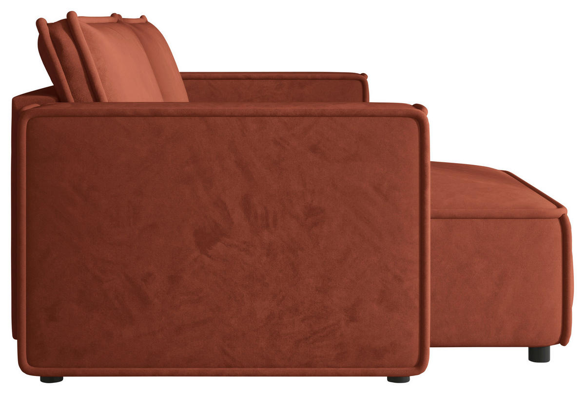 ECKSOFA Terracotta Webstoff Zierkissen, Rückenkissen, Rücken echt  - Terracotta/Schwarz, MODERN, Kunststoff/Textil (153/250cm) - Xora