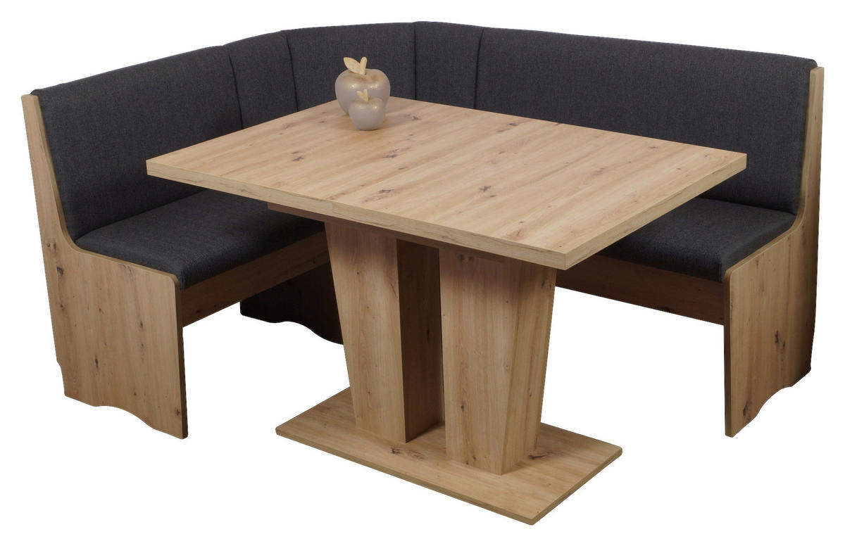 ECKBANKGRUPPE in Textil, Holzwerkstoff Dunkelgrau, Eiche Artisan  - Dunkelgrau/Eiche Artisan, KONVENTIONELL, Holz/Holzwerkstoff (125/165cm)