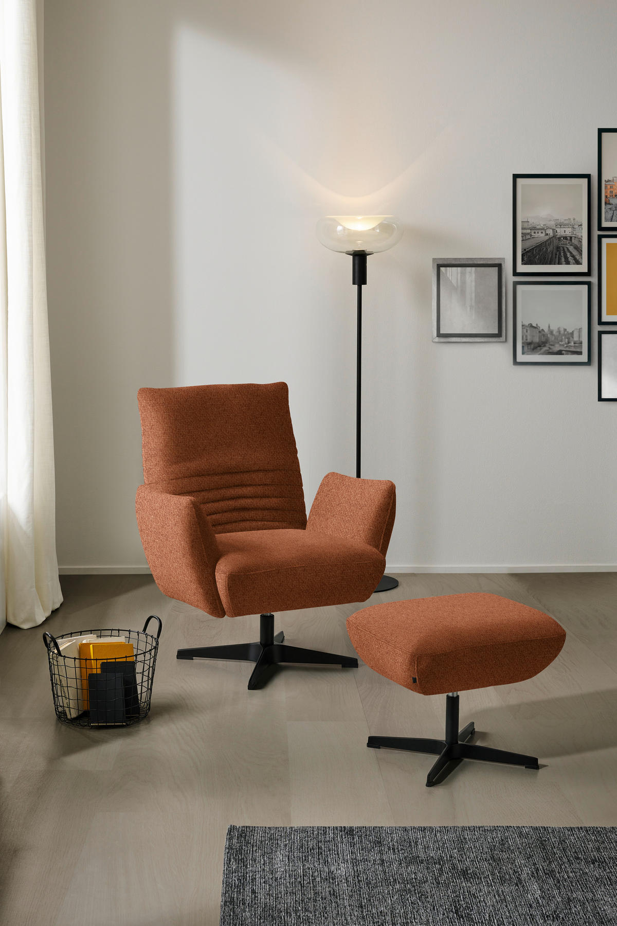 SESSEL in Chenille Rostfarben  - Rostfarben/Schwarz, Design, Textil/Metall (60/94/86cm) - Dieter Knoll