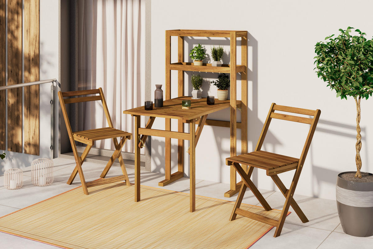 BALKONSET  - Akaziefarben, MODERN, Holz (65/42/131/78/85/48cm) - Ambia Garden
