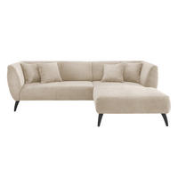 ECKSOFA 264/160 cm  in Cord Beige Zierkissen  264/160 cm  - Beige/Schwarz, MODERN, Holz/Textil (264/160cm) - MID.YOU