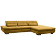 ECKSOFA  in Flachgewebe Gelb  341/204 cm  - Gelb/Schwarz, Design, Textil/Metall (341/204cm) - Xora