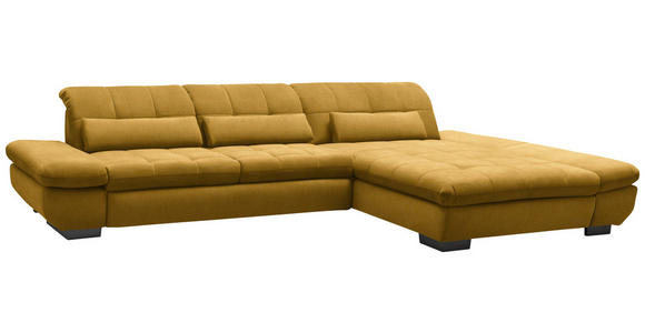 ECKSOFA  in Flachgewebe Gelb  341/204 cm  - Gelb/Schwarz, Design, Textil/Metall (341/204cm) - Xora