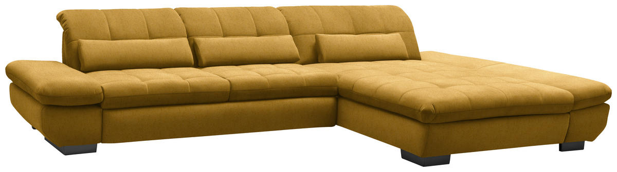 ECKSOFA  in Flachgewebe Gelb  341/204 cm  - Gelb/Schwarz, Design, Textil/Metall (341/204cm) - Xora