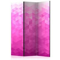 PARAVENT mit 3  Flügel - Pink/Weiß, Basics, Holz/Textil (135/172/3cm) - artgeist