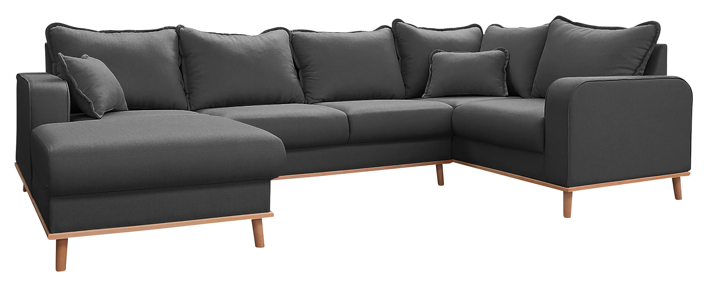 WOHNLANDSCHAFT Dunkelgrau  - Wengefarben/Dunkelgrau, Design, Holz/Textil (170/296/167cm) - Livetastic