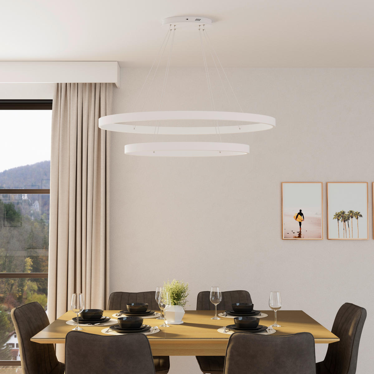 LED-HÄNGELEUCHTE Zoe 100/150 cm  - Weiß, Design, Kunststoff/Metall (100/150cm) - Novel