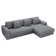 ECKSOFA Dunkelgrau Cord  - Dunkelgrau/Schwarz, MODERN, Kunststoff/Textil (302/182cm) - Carryhome