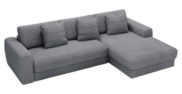 ECKSOFA Dunkelgrau Cord  - Dunkelgrau/Schwarz, MODERN, Kunststoff/Textil (302/182cm) - Carryhome