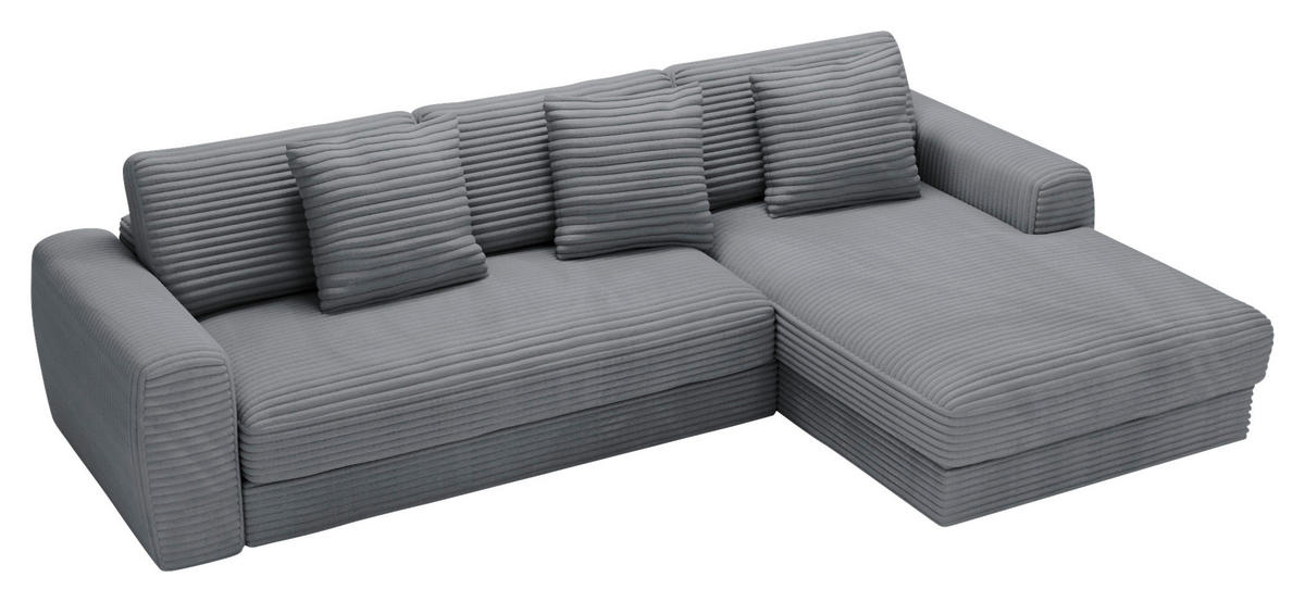 ECKSOFA Dunkelgrau Cord  - Dunkelgrau/Schwarz, MODERN, Kunststoff/Textil (302/182cm) - Carryhome