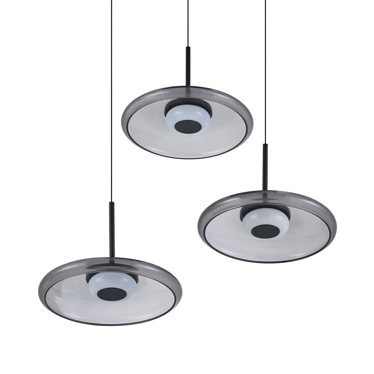 LED-HÄNGELEUCHTE Felis 57/60-180 cm   - Schwarz, Basics, Glas/Metall (57/60-180cm) - Novel