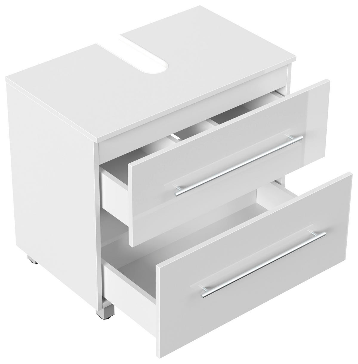 WASCHBECKENUNTERSCHRANK 70/63/41,6 cm  - Weiß Hochglanz/Silberfarben, MODERN, Holzwerkstoff/Metall (70/63/41,6cm) - MID.YOU