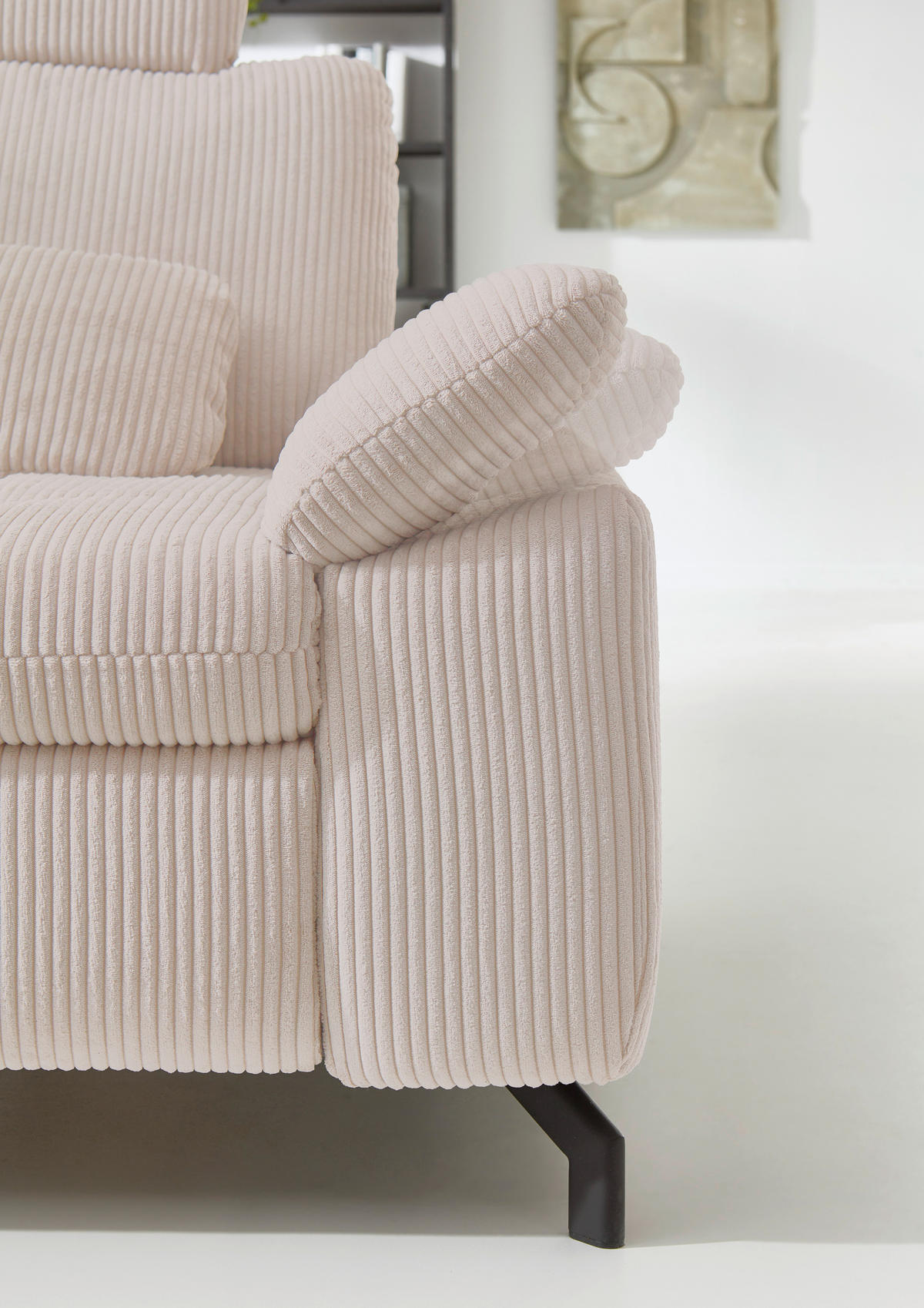 ECKSOFA inkl. Funktionen Sense Hellbraun Cord, Velours  - Hellbraun/Schwarz, Design, Textil/Metall (197/291cm) - Beldomo Style