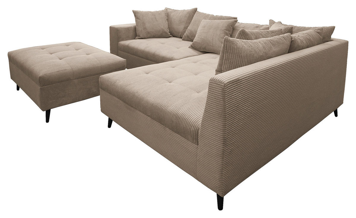 KUTNA GARNITURA tekstil  svijetlo smeđa   - svijetlo smeđa/crna, Design, tekstil/drvo (247/174cm) - MID.YOU