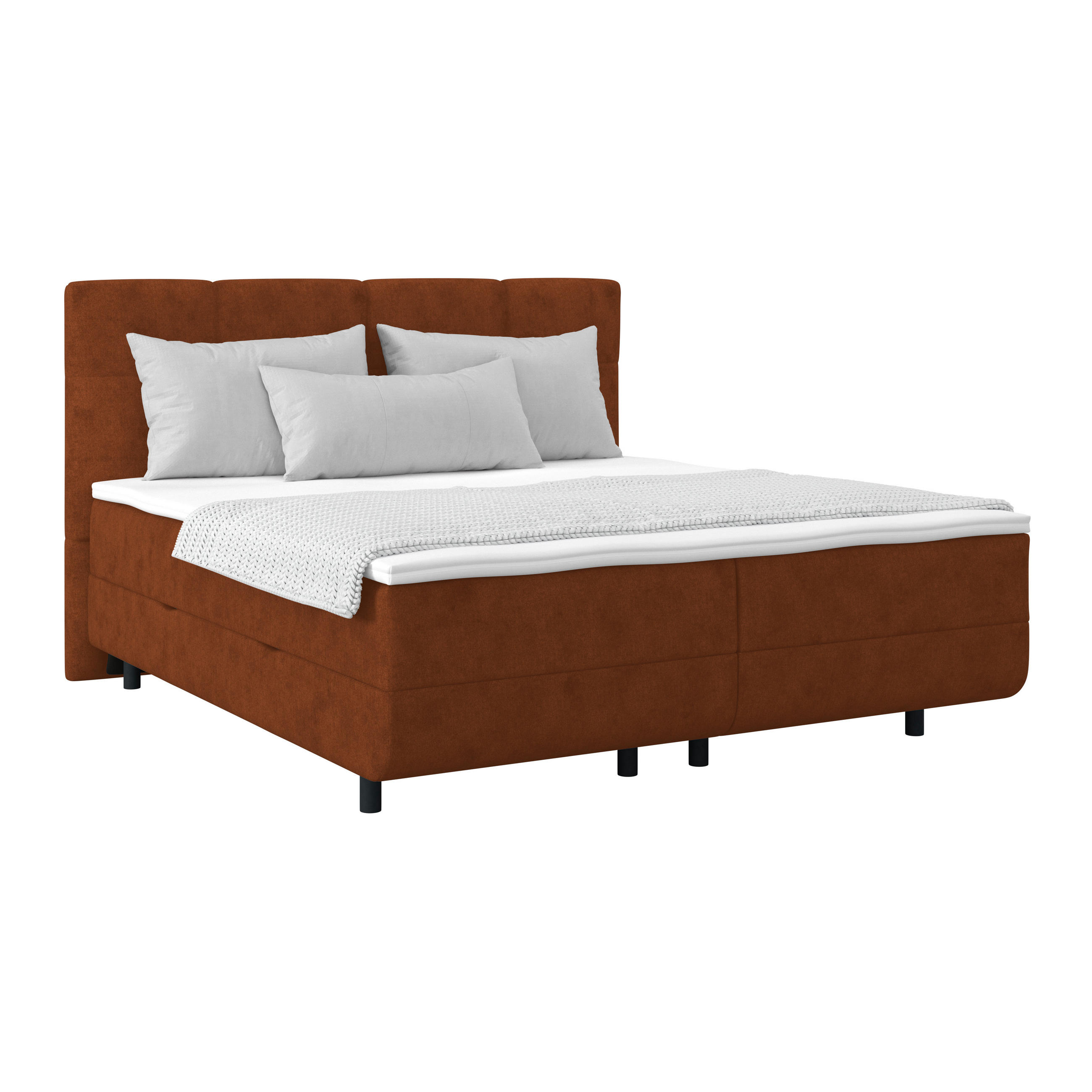 Polsterbett Mit Bettkasten 180x200 Cm London Rostfarben