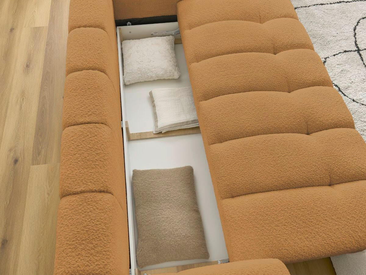 SCHLAFSOFA FUJI Bouclé Gelb  inkl.  - Gelb/Schwarz, MODERN, Kunststoff/Textil (251/113/88cm)