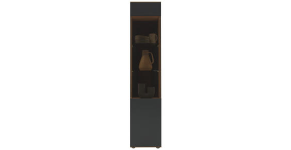 VITRINE in vollmassiv Kerneiche Anthrazit, Eichefarben - Eichefarben/Anthrazit, Natur, Glas/Holz (43/205/44cm) - Valnatura