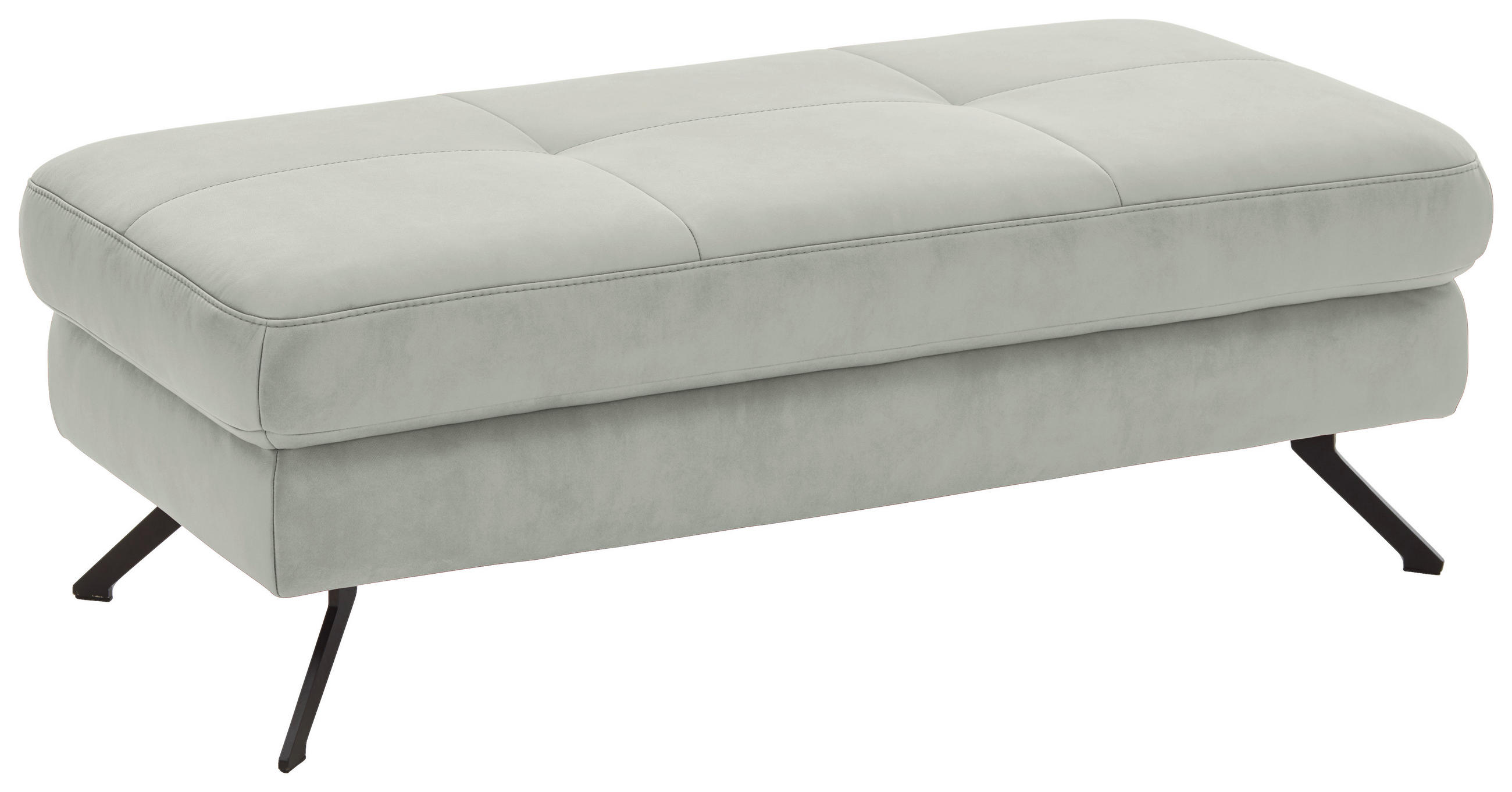 HOCKER in Textil Hellgrau  - Hellgrau/Schwarz, Design, Textil/Metall (130/47/65cm) - Beldomo System