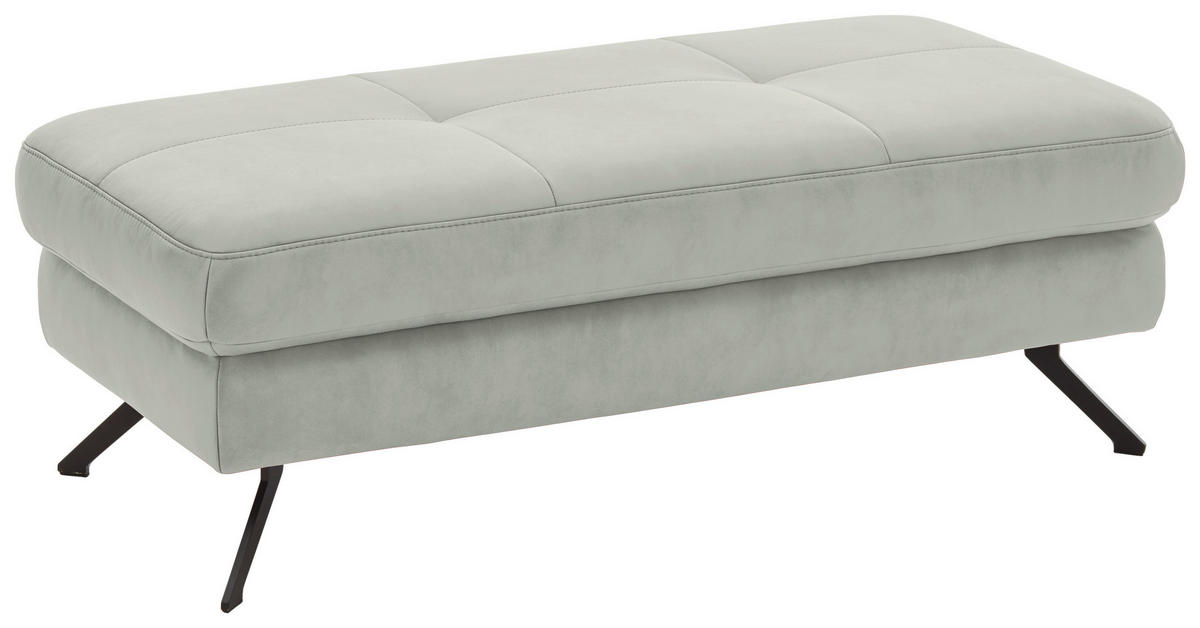 HOCKER in Textil Hellgrau  - Hellgrau/Schwarz, Design, Textil/Metall (130/47/65cm) - Beldomo System
