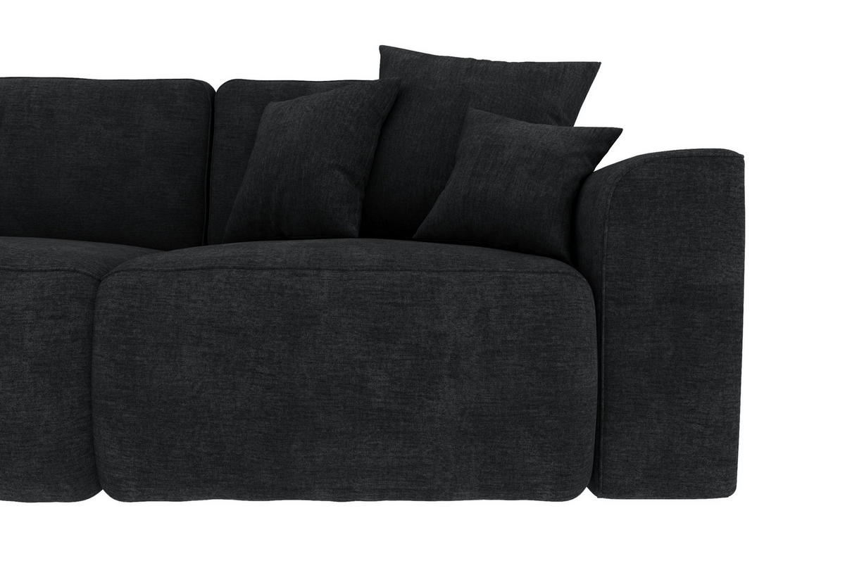 ECKSOFA in Samt Dunkelgrau  195/293 cm  - Chromfarben/Dunkelgrau, KONVENTIONELL, Kunststoff/Textil (195/293cm) - Carryhome