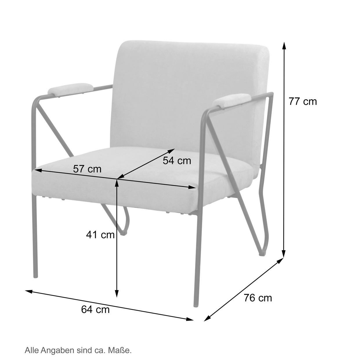 SESSEL Webstoff, Flachgewebe Grau    - Schwarz/Grau, Design, Textil/Metall (76/64/77cm) - MID.YOU