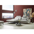 ECKSOFA in Chenille, Flachgewebe Silberfarben  180/284 cm  - Silberfarben/Schwarz, Design, Textil/Metall (180/284cm) - Dieter Knoll