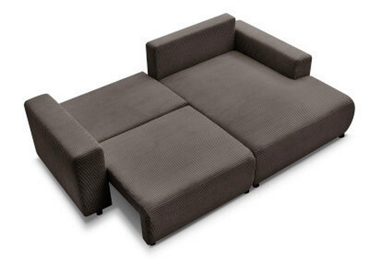 ECKSOFA Ottomane rechts  ATILLA Taupe Cord  - Taupe/Schwarz, MODERN, Kunststoff/Textil (244/149cm)