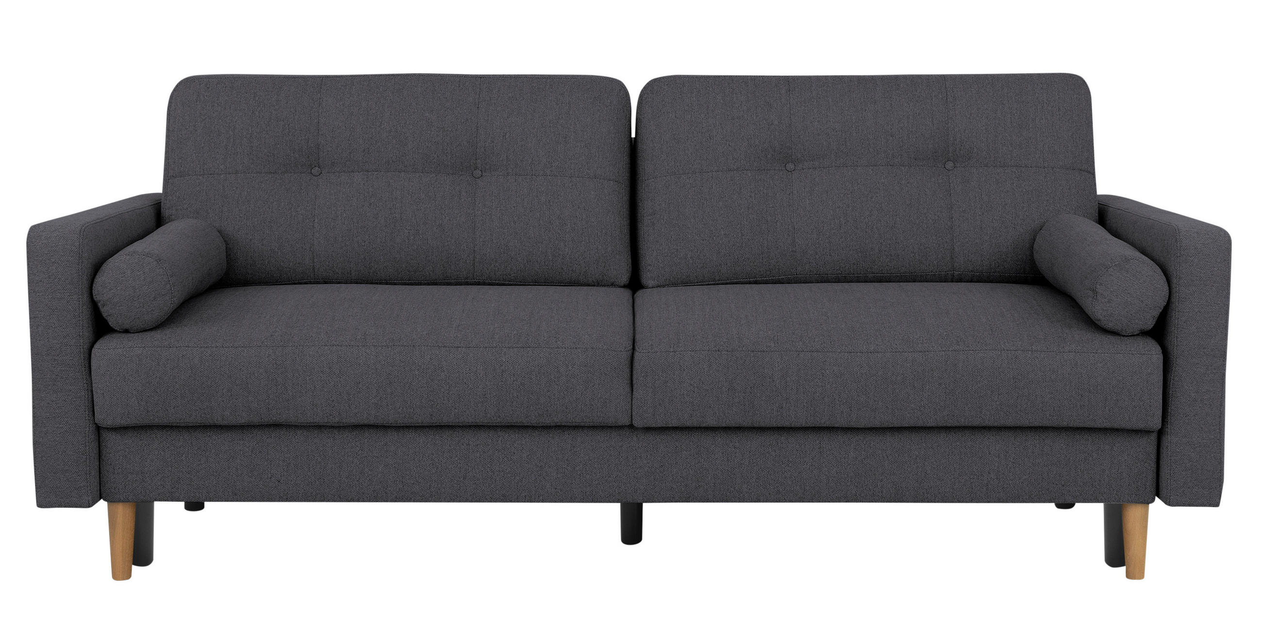 SCHLAFSOFA in Dunkelgrau  - Dunkelgrau/Buchefarben, Design, Holz/Textil (222/93/99cm) - MID.YOU