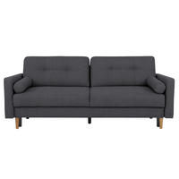 SCHLAFSOFA in Dunkelgrau  - Dunkelgrau/Buchefarben, Design, Holz/Textil (222/93/99cm) - MID.YOU