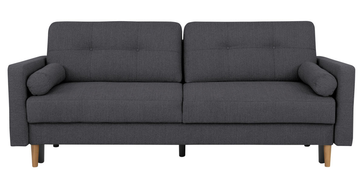 SCHLAFSOFA in Dunkelgrau  - Dunkelgrau/Buchefarben, Design, Holz/Textil (222/93/99cm) - MID.YOU