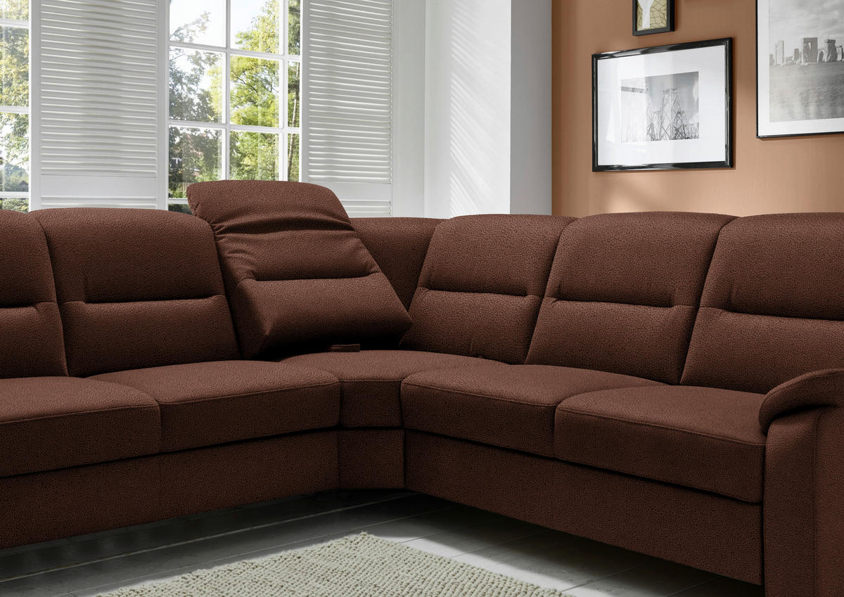 ECKSOFA in Mikrofaser Braun  - Schwarz/Braun, Konventionell, Holz/Textil (303/245cm) - Beldomo Comfort
