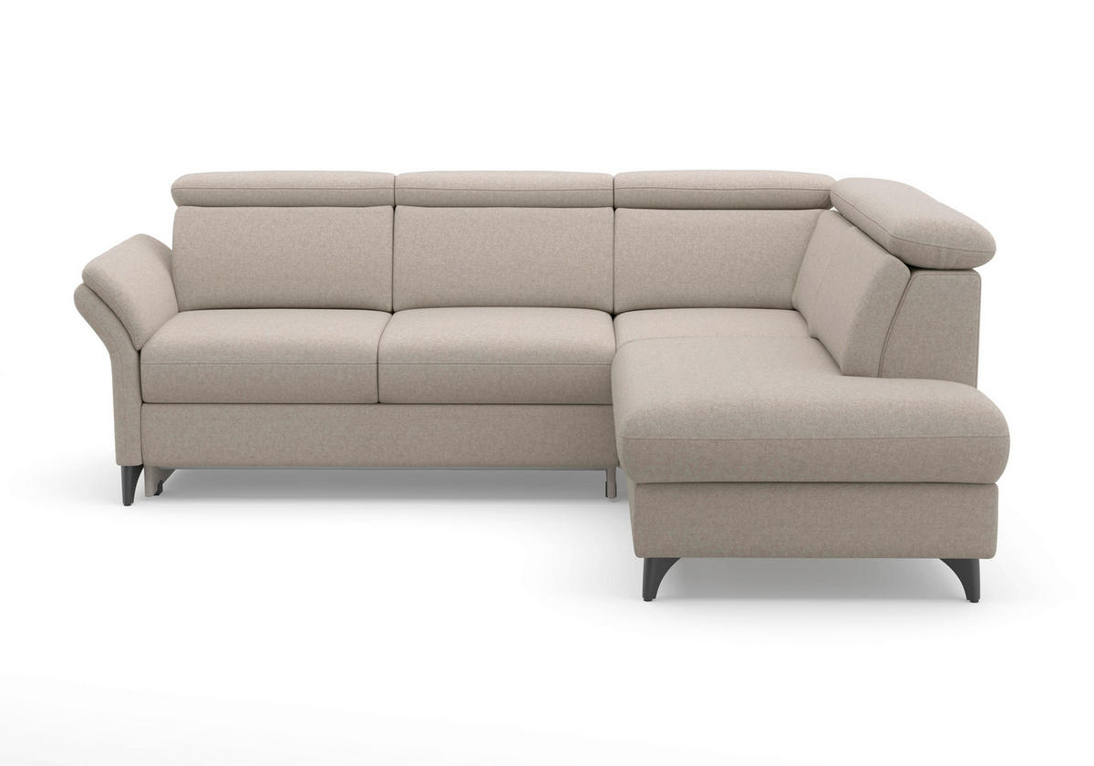 ECKSOFA GLENDALE E Taupe Flachgewebe  - Taupe/Schwarz, KONVENTIONELL, Textil/Metall (247/193cm) - Sit & More