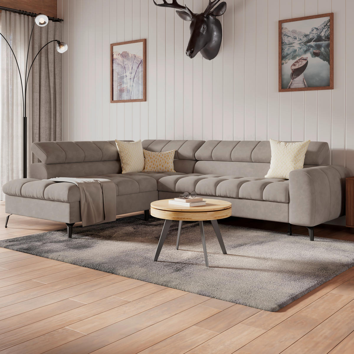 ECKSOFA in Grau  - Schwarz/Grau, Trend, Kunststoff/Textil (203/261cm) - Livetastic