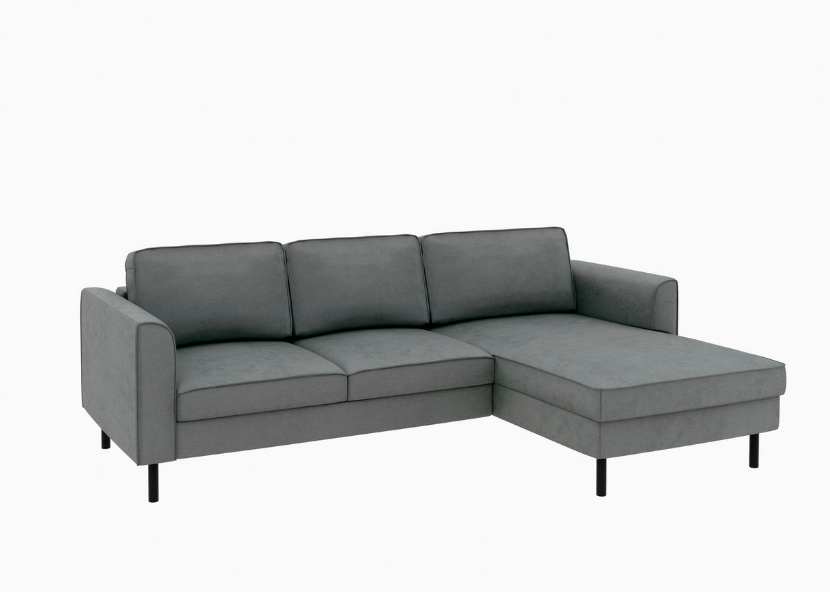 ECKSCHLAFSOFA  mit Bettkasten erhältlich, Sitzqualitäten, Schlafen auf Sitzhöhe, Bettfunktion erhältlich, Rücken echt, Armteil links, Armteil rechts Struktur Anthrazit  - Anthrazit/Schwarz, MODERN, Textil/Metall (232/161cm) - Trendmanufaktur