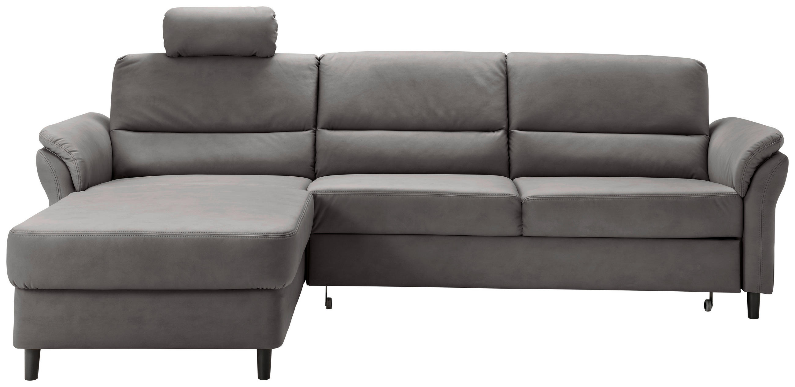ECKSOFA in Lederlook Anthrazit - Anthrazit/Schwarz, Modern, Holz/Textil (176/279cm) - Livetastic