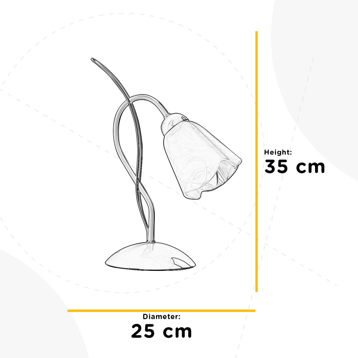 NACHTTISCHLEUCHTE 25/35 cm   - Weiß, KONVENTIONELL, Glas/Metall (25/35cm)