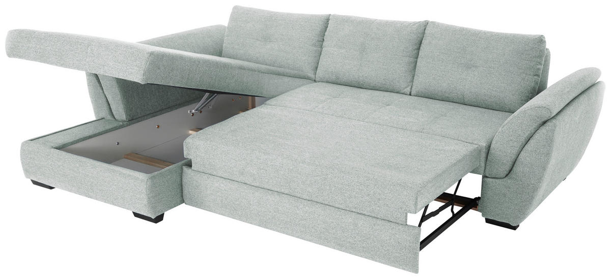 ECKSOFA in Webstoff Hellgrau  - Hellgrau/Schwarz, Design, Kunststoff/Textil (187/278cm) - Livetastic