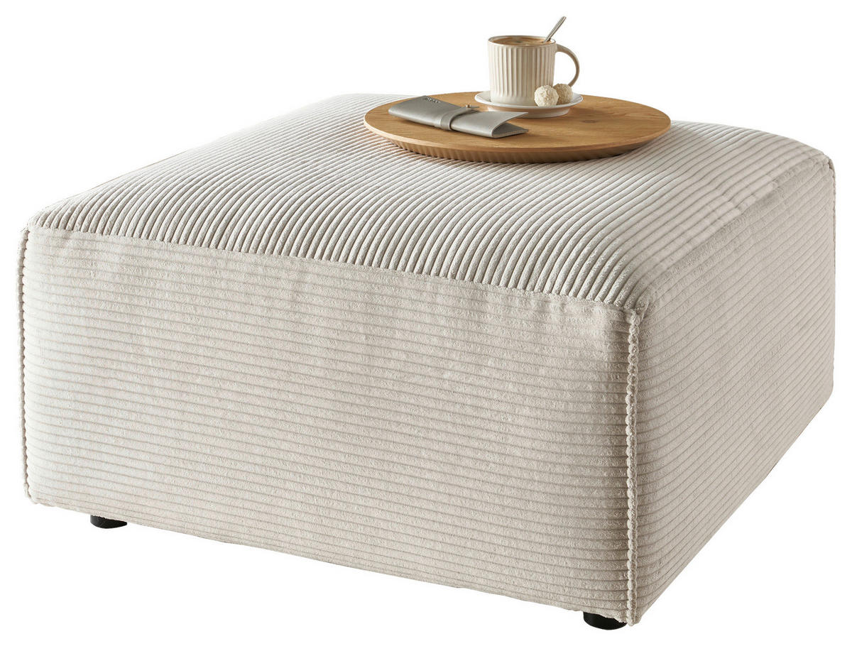 HOCKER in Textil Weiß  - Schwarz/Weiß, Design, Kunststoff/Textil (80/71/80cm) - Pure Home Lifestyle