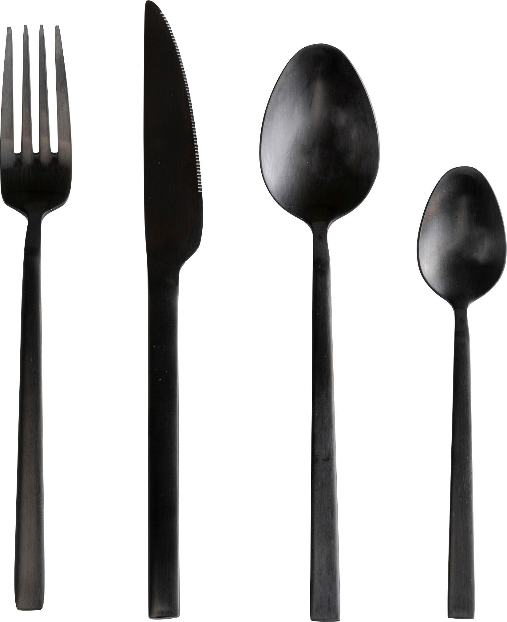 BESTECKSET  16-teilig  - Schwarz, Basics, Metall (20/6/26cm) - Kare-Design