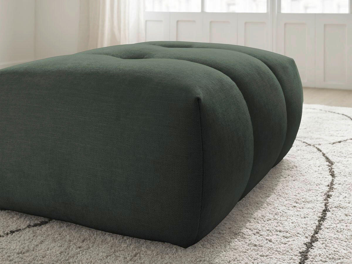 HOCKER FUJI  Leinenoptik Grün  - Schwarz/Grün, MODERN, Kunststoff/Textil (112/44/80cm)