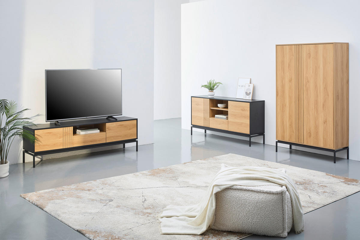 ESKÜVŐI SZEKRÉNY 110/180/40 cm  - natúr/fekete, Design, faalapú anyag (110/180/40cm) - Xora
