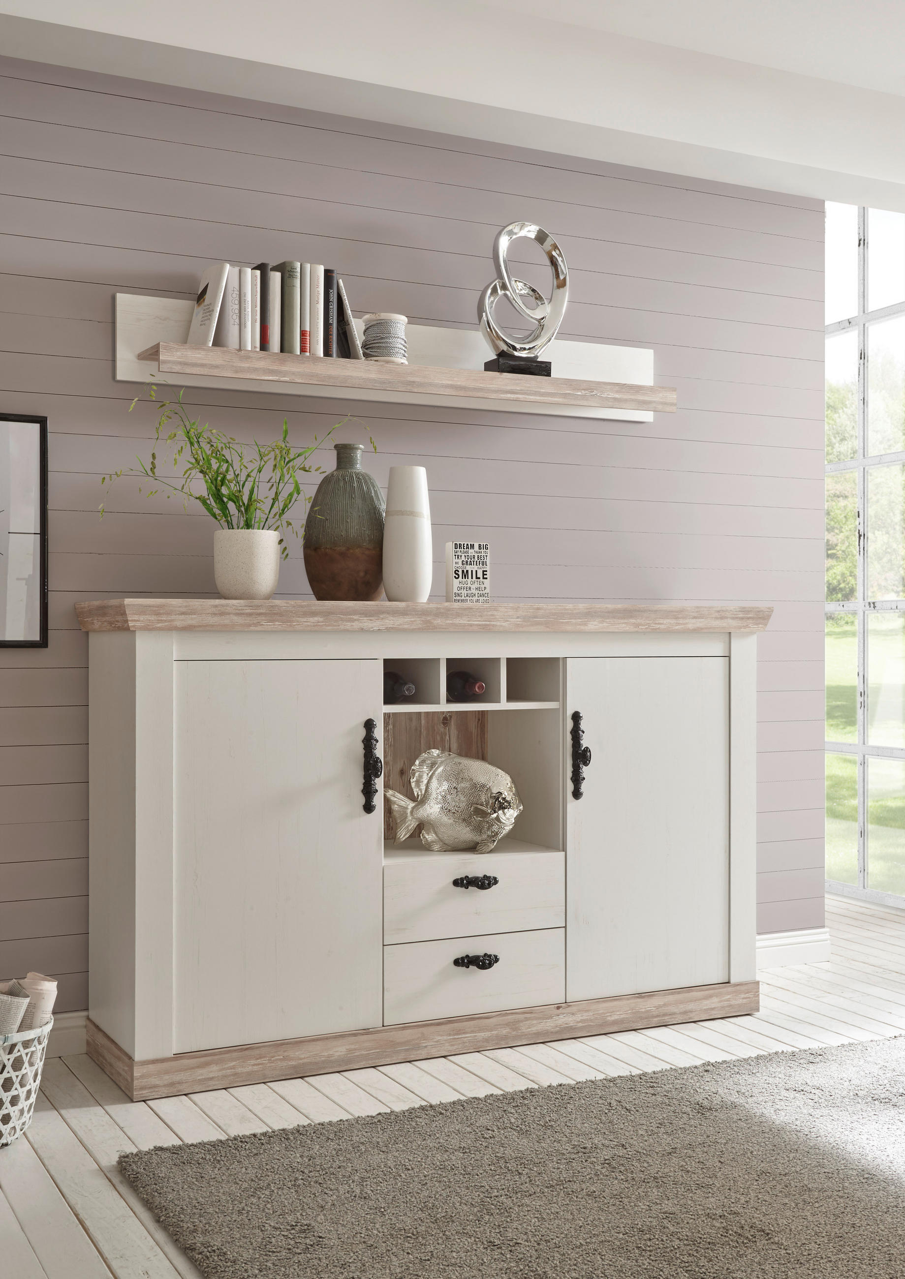SIDEBOARD in 167/104/44 cm - Hellbraun/Schwarz, Design, Holzwerkstoff/Metall (167/104/44cm) - MID.YOU