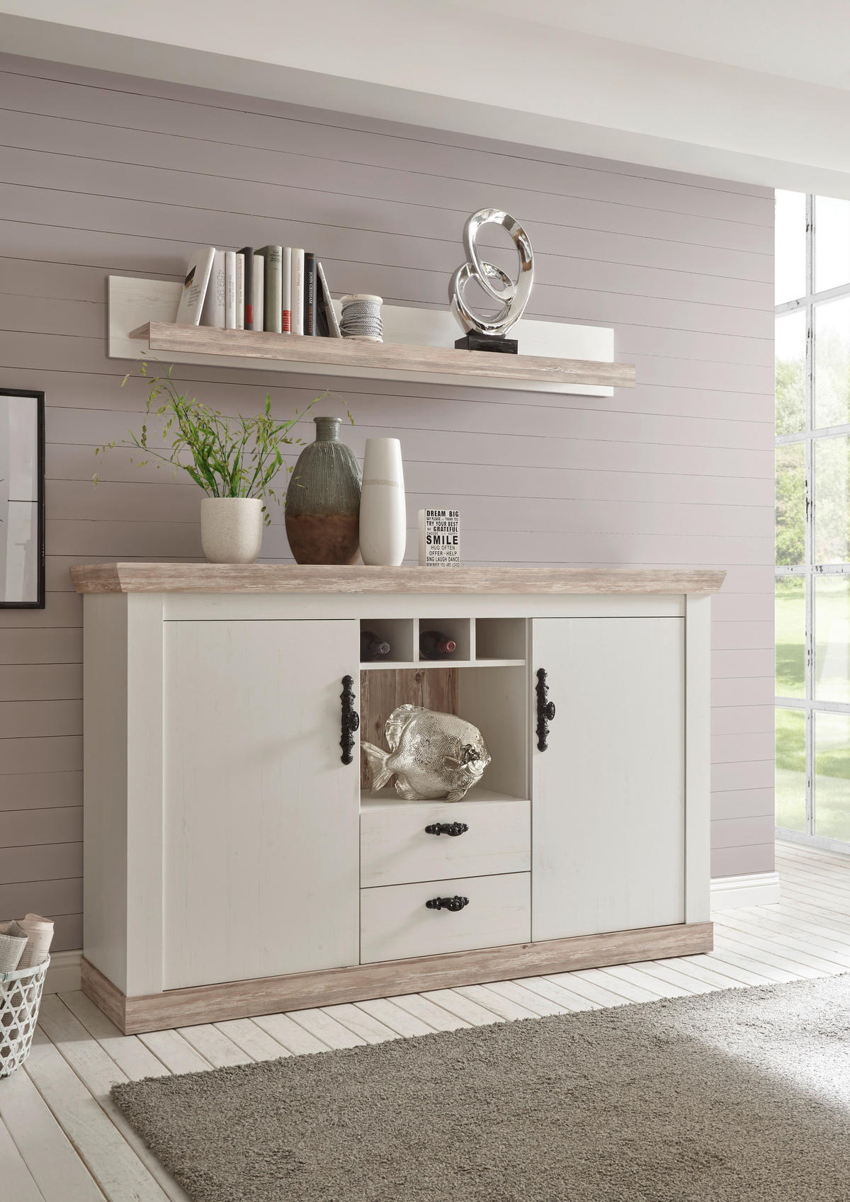 SIDEBOARD  in 167/104/44 cm  - Hellbraun/Schwarz, Design, Holzwerkstoff/Metall (167/104/44cm) - MID.YOU