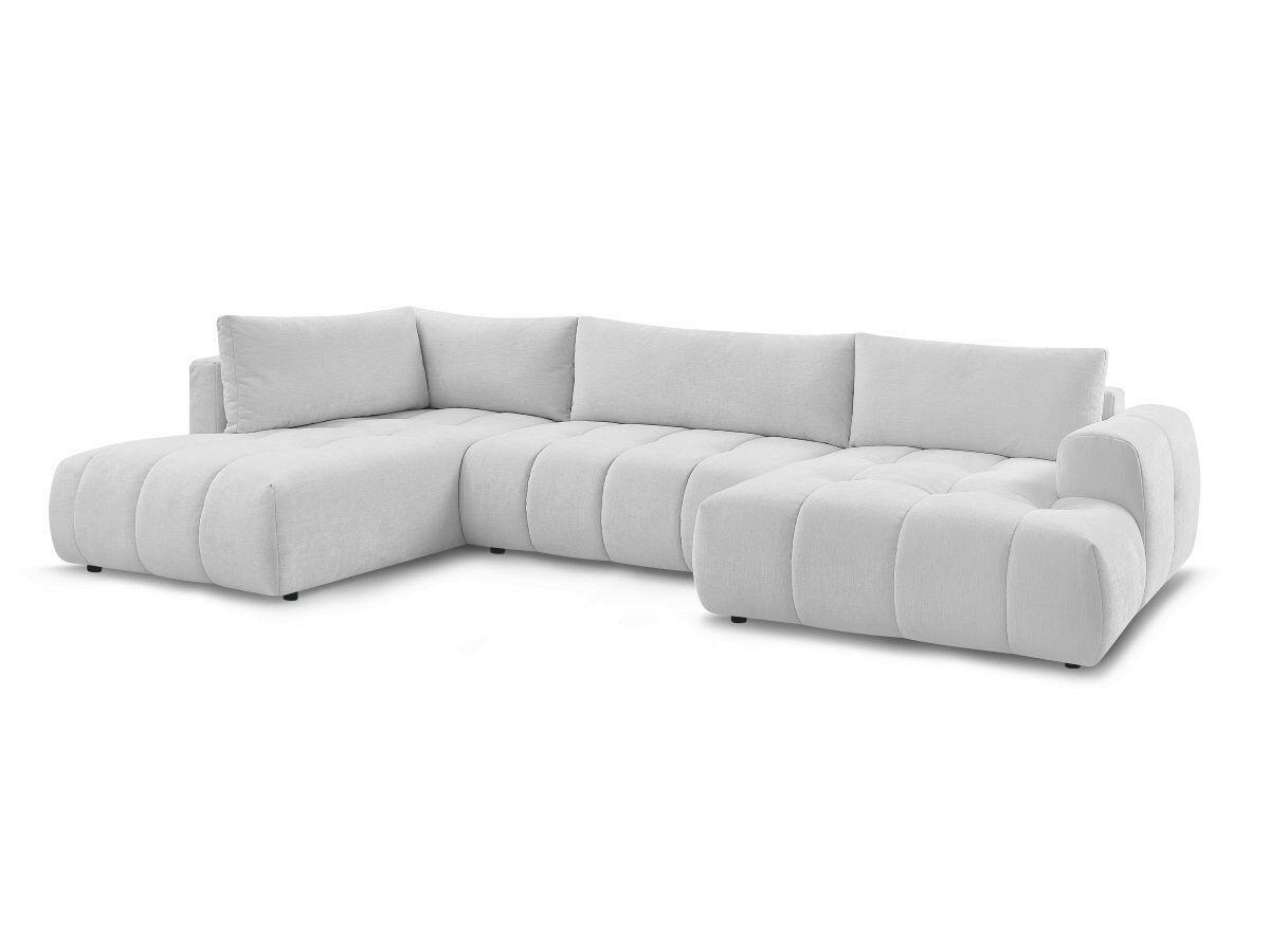 WOHNLANDSCHAFT  FUJI  Hellgrau Leinenoptik  - Hellgrau/Schwarz, MODERN, Kunststoff/Textil (204/377/160cm)