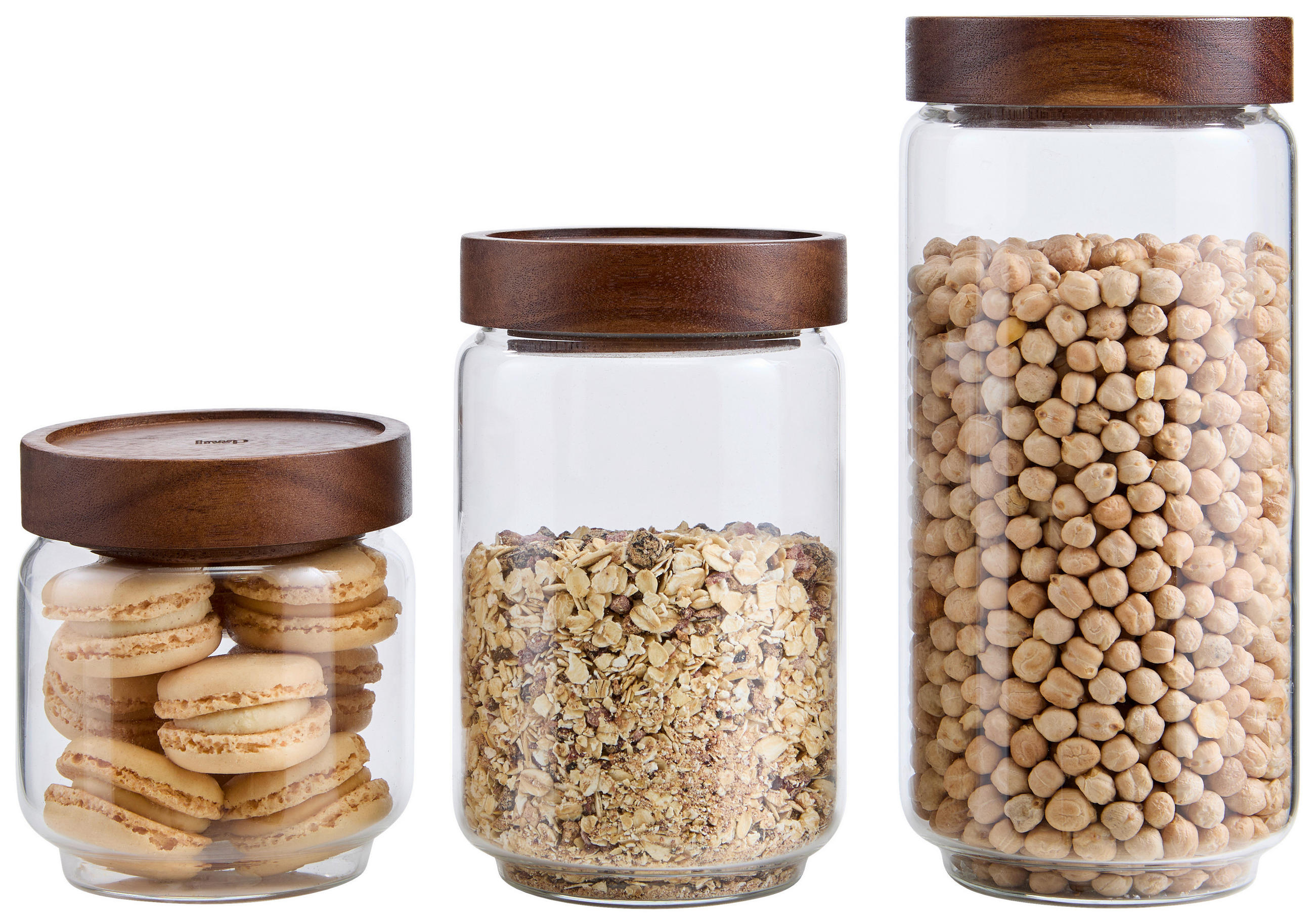 DÓZA NA POTRAVINY  - hnedá/číra, Design, drevo/sklo (9/10cm) - Homeware Profession.