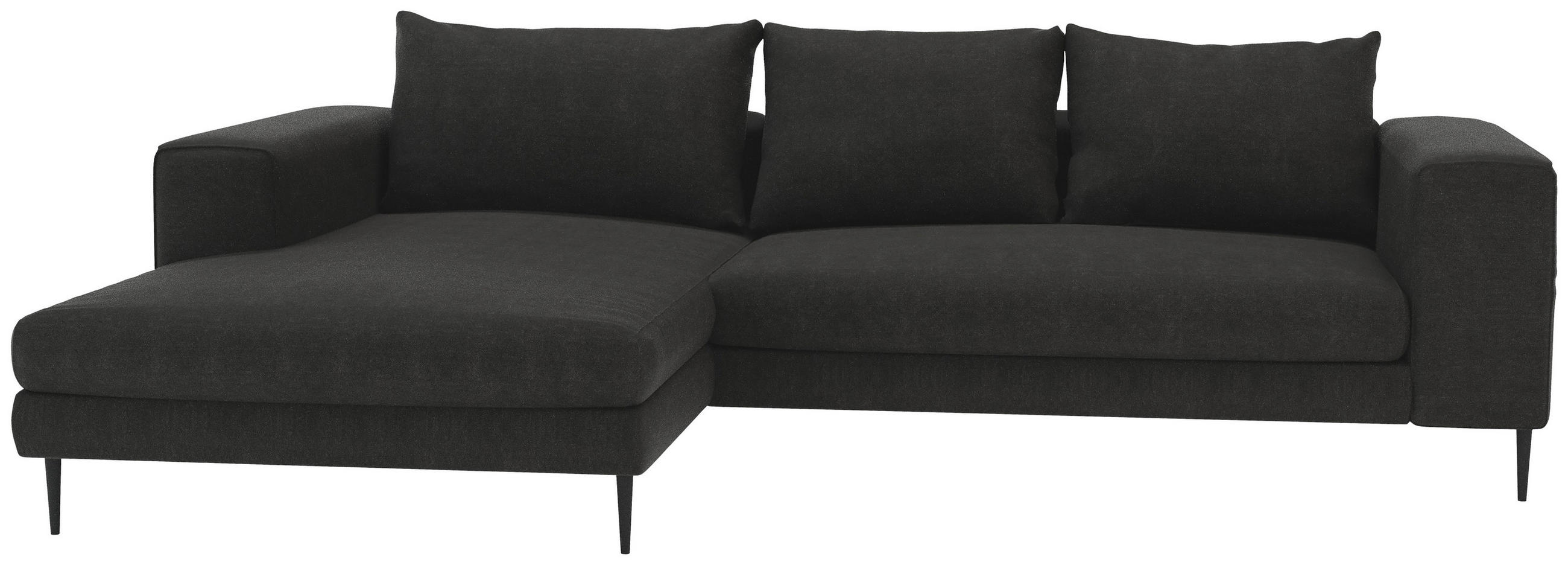 ECKSOFA in Struktur Graphitfarben  - Schwarz/Graphitfarben, Modern, Textil/Metall (170/325cm) - Trendmanufaktur